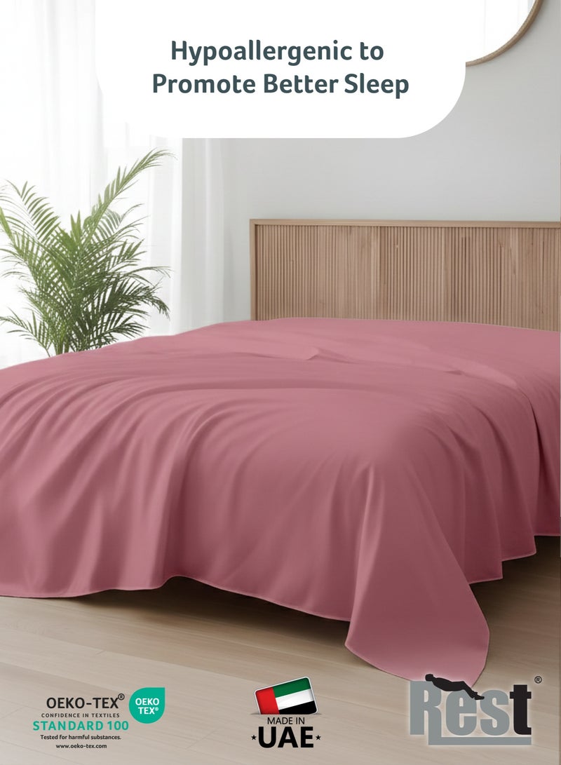 REST Flat Bedsheet 160x220cm Plush Mauve Breathable Machine Washbale Bedsheet Extra Soft Easy Fit Highly Breathable Bedding & Linen Cover - Image 4